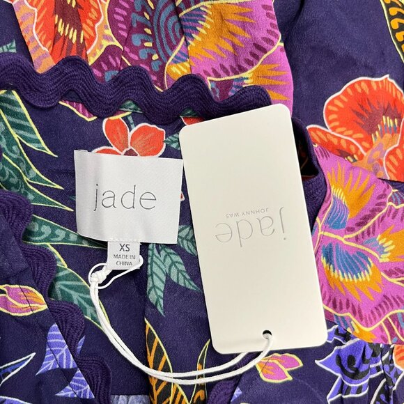 $598 NWT Johnny Was Jade Silk Blend DAPHNE TEA Tiered Ruffles Midi DRESS Size XS - Picture 12 of 16